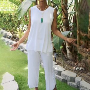 Cantoo 2 piece white summer pant set,  size xl
